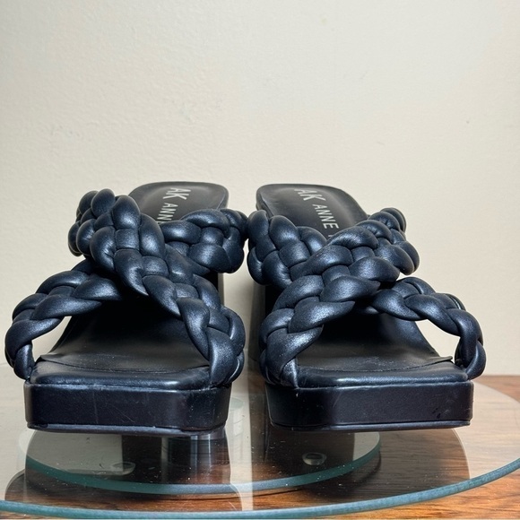 Anne Klein Aiden Chunky Platform Block Heel - Black Faux Leather - Size 5.5 - Picture 9 of 14